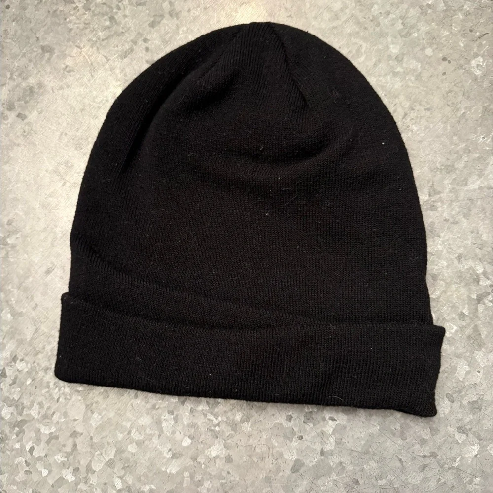 The North Face Black Knit Beanie Hat Tonal Logo Patch